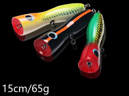 5 van het de Hakenwater van het kleuren15cm/65g het Houten Aas Drievoudige Lokmiddel van het Effect Largemouth Bass Snakehead Popper Wooden Fishing