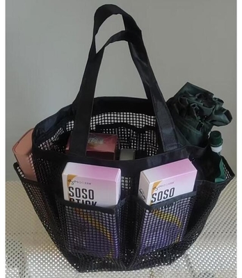 Familie essentiële multifunctionele PVC bedekte mesh opslagzak winkelzak mesh tote zak